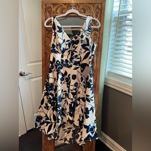 GREAT SUMMER DRESS! Eliza J high-low floral. Dark navy, blue & off white.